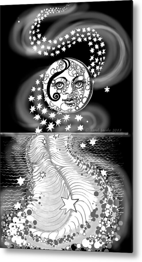 Moon Metal Print featuring the digital art Lure of Moonlight by Carol Jacobs