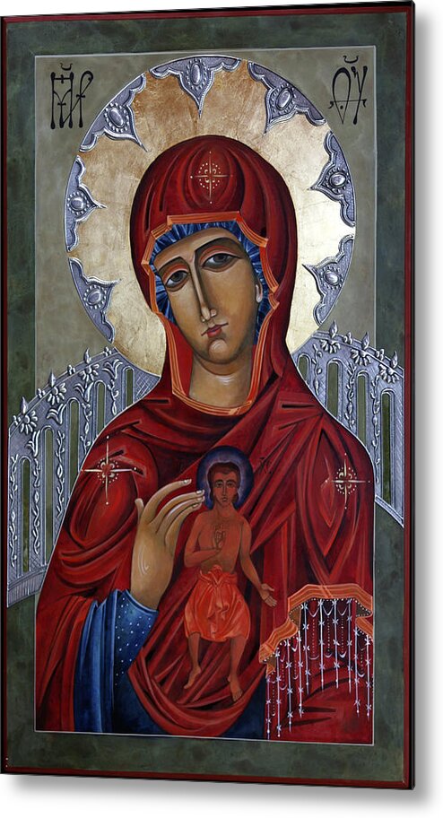 Art Metal Print featuring the painting Mary of the Burning Bush by Mary jane Miller