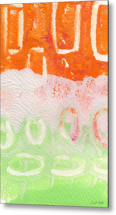 Abstract Metal Print featuring the painting Spring Flower Market- Abstract Painting by Linda Woods