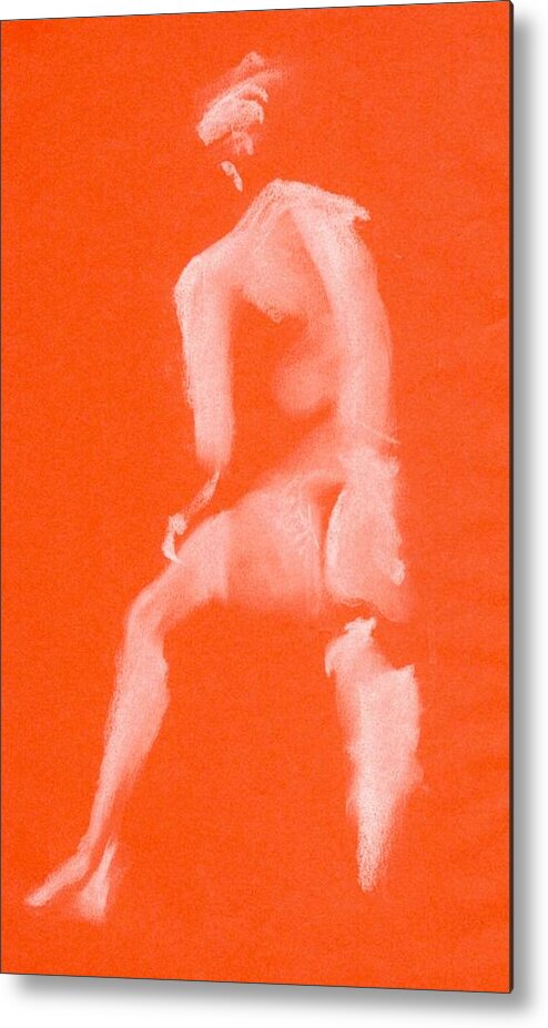 Nude Metal Print featuring the drawing Step Up Ett Fotsteg Upp by Marica Ohlsson
