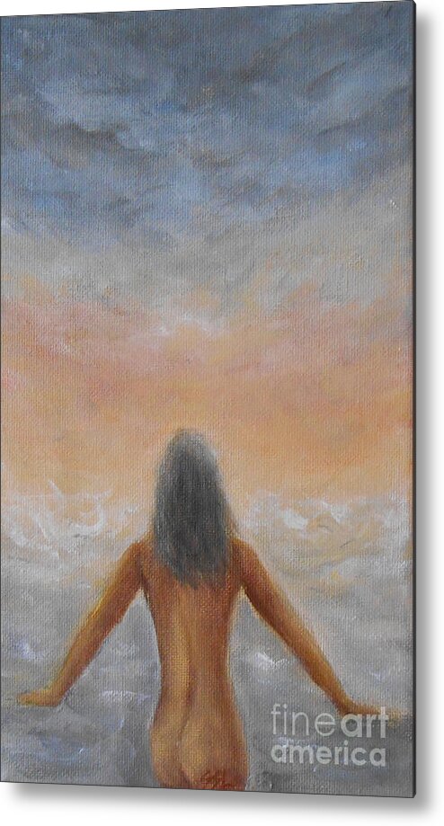 Seascape Metal Print featuring the painting Taking The plunge by Jane See