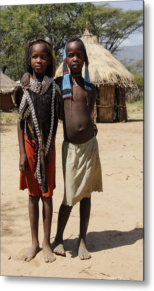 Ethiopia Metal Print featuring the painting Ethiopia-South Brother and Sister by Robert SORENSEN
