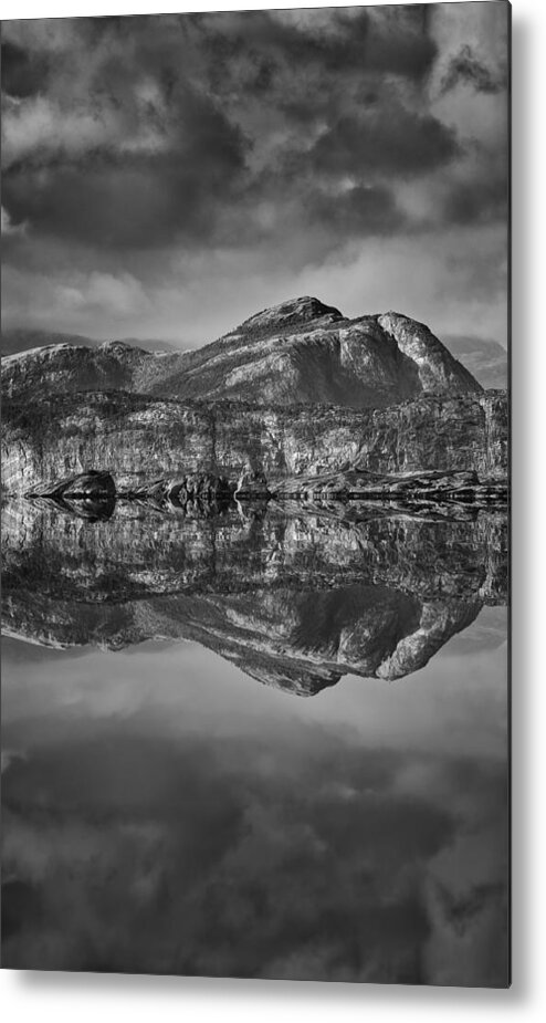 Landscape Metal Print featuring the photograph Monochrome Mountain Reflection by Andy Astbury