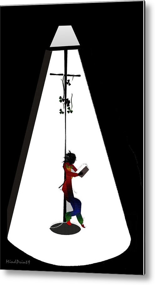 Read Metal Print featuring the digital art Streetlight Reading by Asok Mukhopadhyay