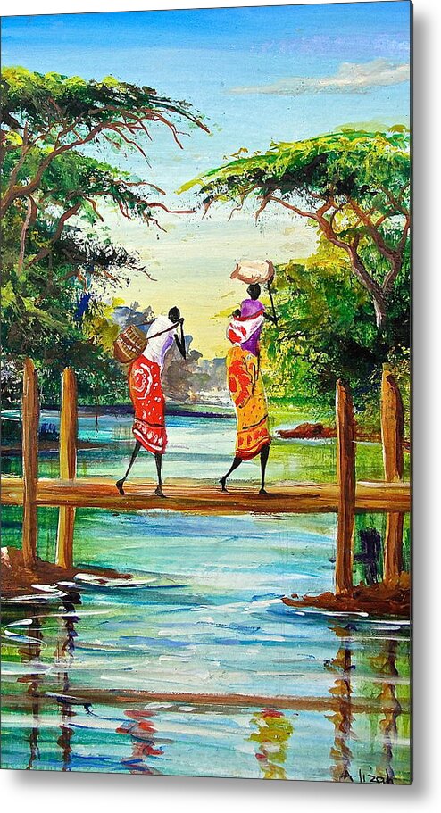 African Art Metal Print featuring the painting L 115 #1 by Albert Lizah