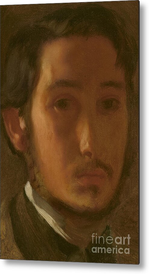 Degas Metal Print featuring the painting Self-Portrait with White Collar by Edgar Degas