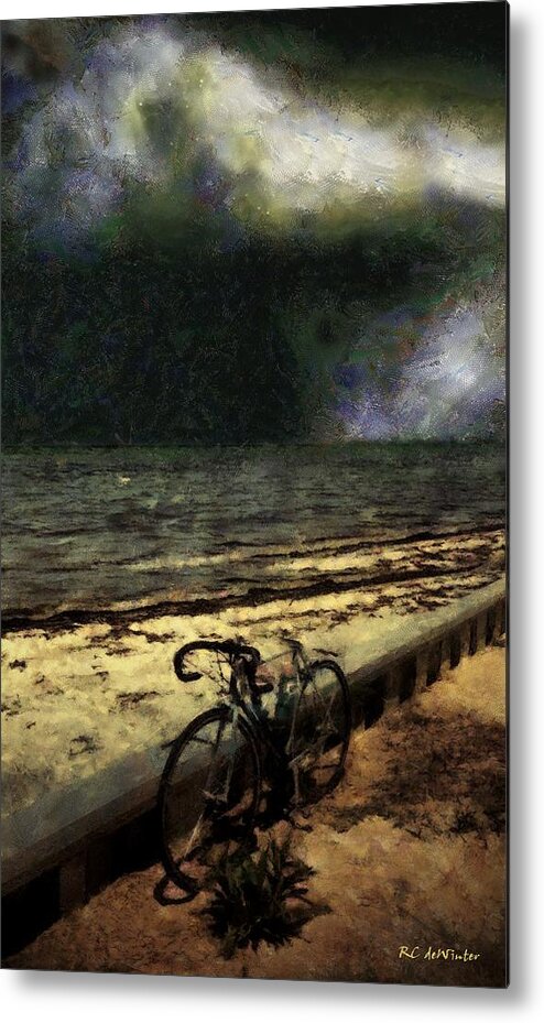 Landscape Metal Print featuring the painting Bike at the Beach by RC DeWinter