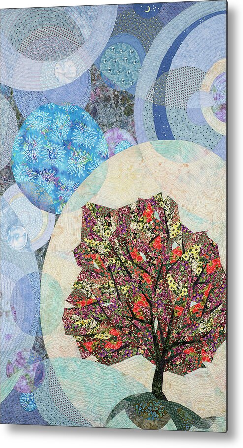 Tree Metal Print featuring the tapestry - textile Black Elk's Mighty Flowering Tree by Linda Beach