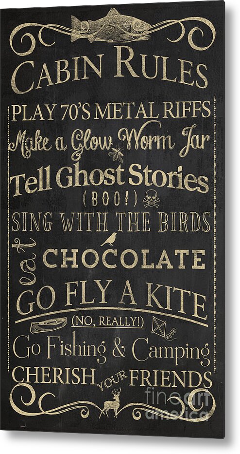 Cabin Rules Metal Print featuring the painting Cabin Rules II by Mindy Sommers