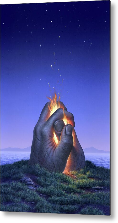 Fire Metal Print featuring the painting Embers Turn to Stars by Jerry LoFaro