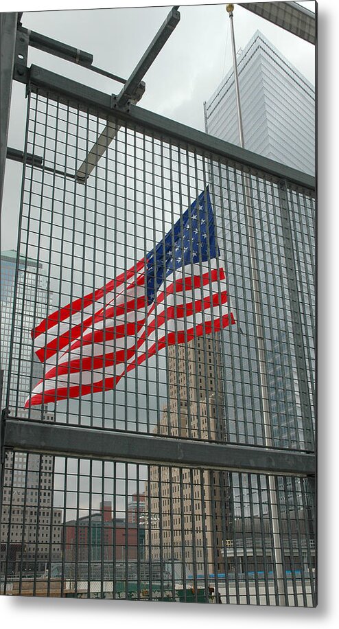 Flag Metal Print featuring the photograph Flag at Ground Zero by Frank Mari