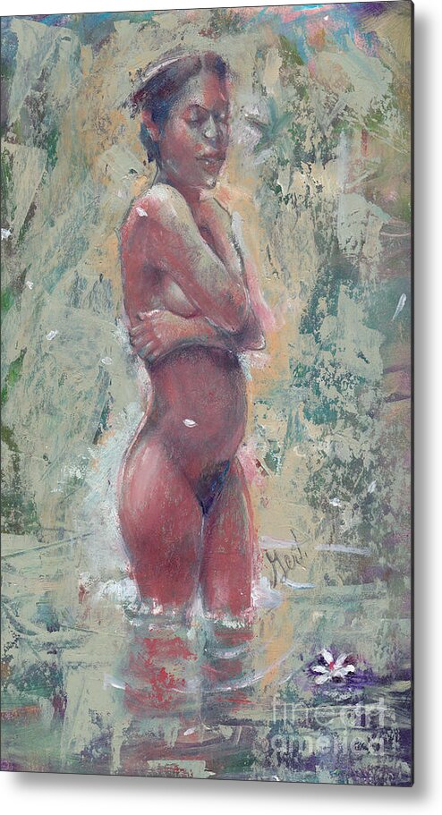 Nude Metal Print featuring the painting Gardenia Negra by Gertrude Palmer