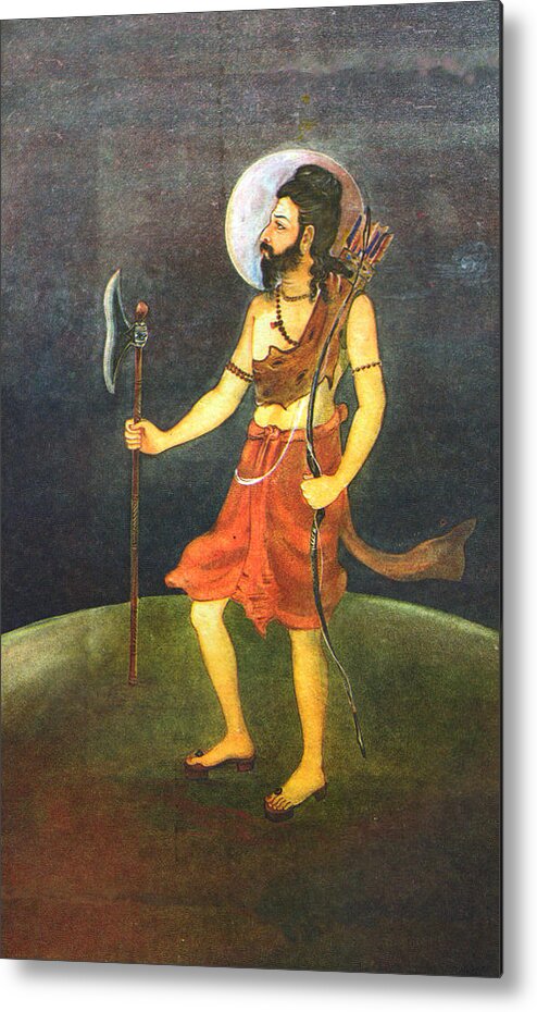 Hindu Avatar- Parshuram Metal Print featuring the painting Hindu Avatar Parshuram, Online Artwork by Jagannath