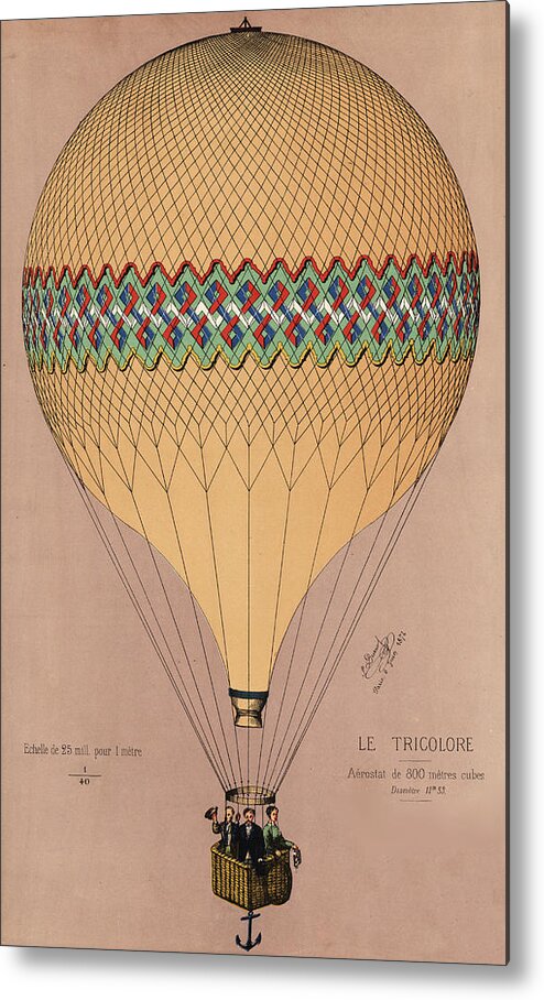 Vintage Metal Print featuring the drawing Le Tricolore 2 by Vintage Pix