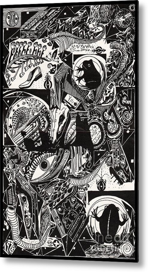 Abstract Metal Print featuring the drawing Pets by Peter Ogden