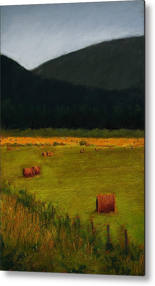 Landscape Metal Print featuring the painting Priest Lake Hay Bales by David Patterson