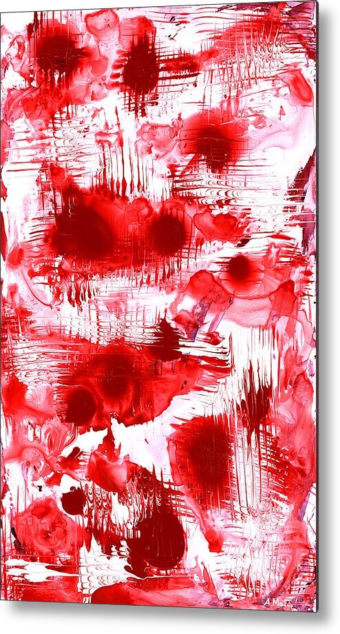 Abstract Metal Print featuring the painting Red and White by Anastasiya Malakhova