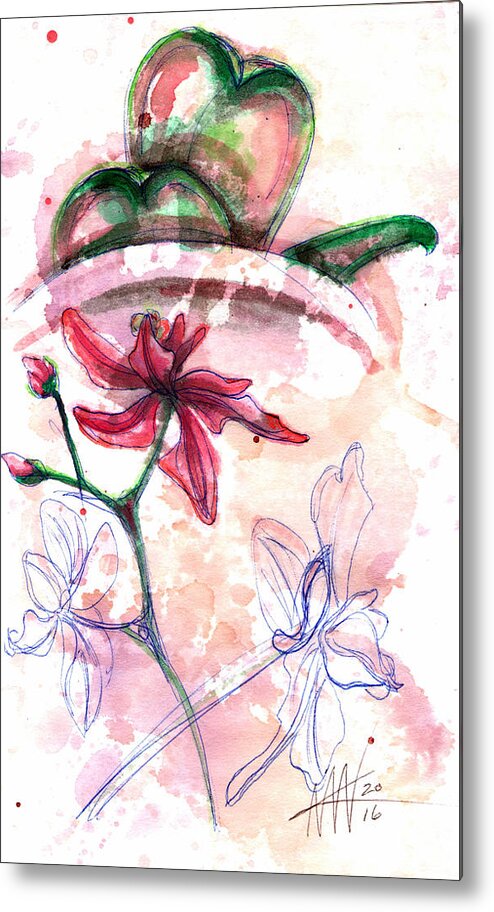 Orchid Art Metal Print featuring the painting Shiraz Orchid II by Ashley Kujan