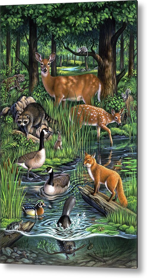 Animals Metal Print featuring the painting Woodland by Jerry LoFaro