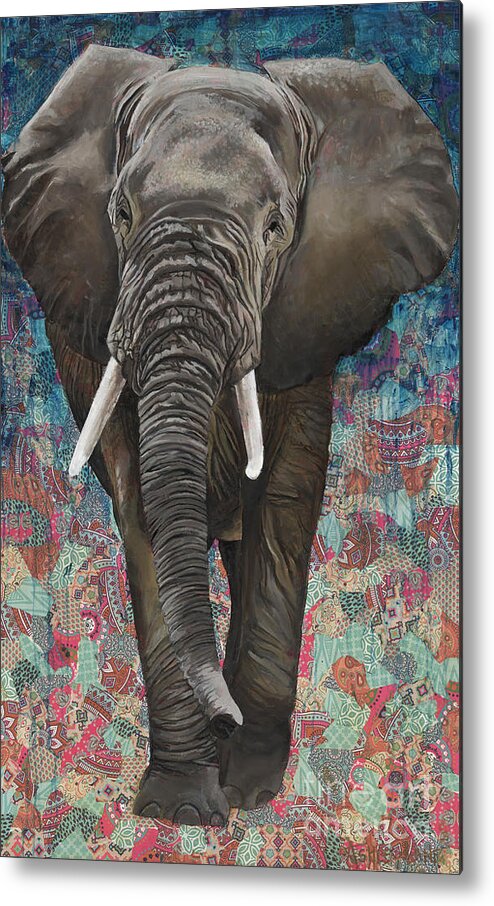 Elephant Painting Metal Print featuring the painting Emory by Ashley Lane