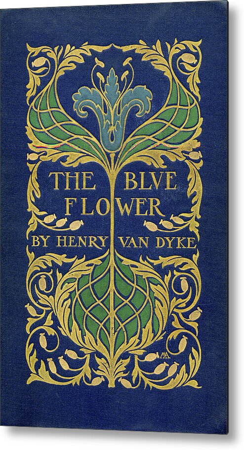 Binding Design Metal Print featuring the mixed media Cover design for The Blue Flower by Margaret Armstrong