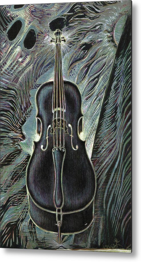 Cello Metal Print featuring the painting Deep Cello by Jeremy Robinson