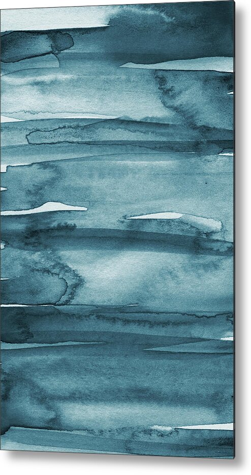 Coastal Metal Print featuring the painting Indigo Water- abstract painting by Linda Woods