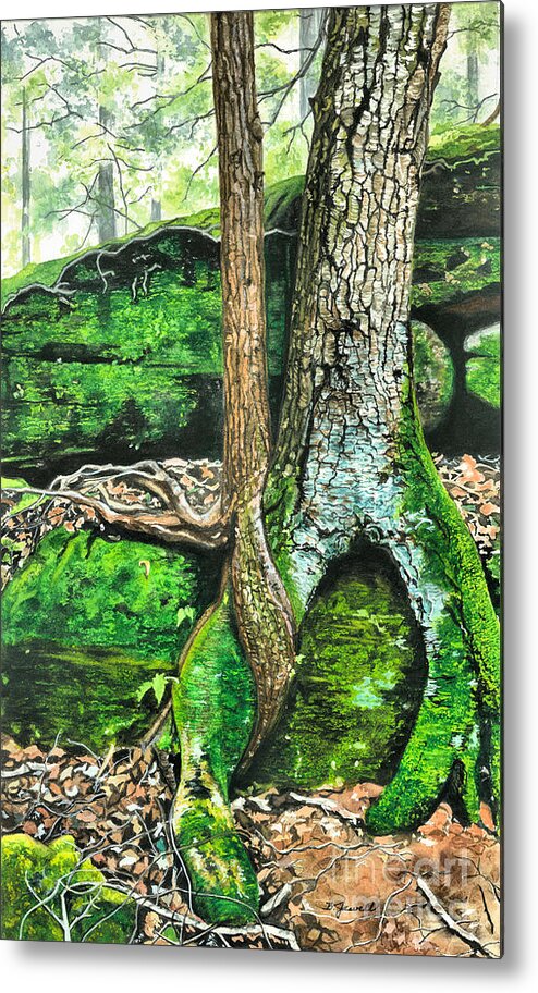 Watercolor Trees Metal Print featuring the painting Life Finds a Way by Barbara Jewell