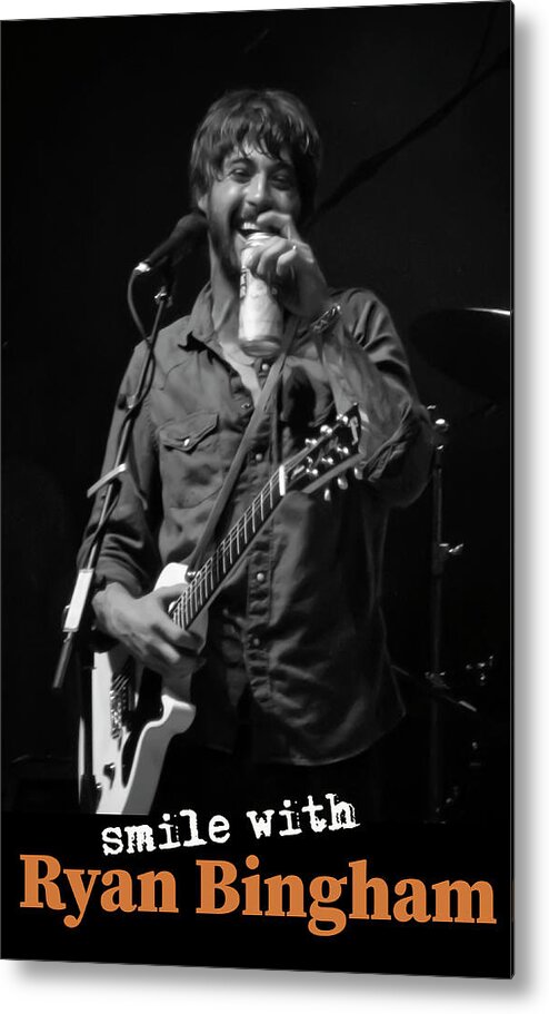 Rock And Roll Metal Print featuring the photograph Smile with Ryan Bingham BW by Micah Offman