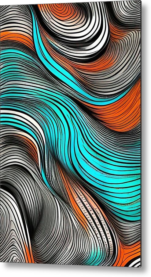 Curvy Metal Print featuring the digital art Curvey Line Art by Bonnie Bruno