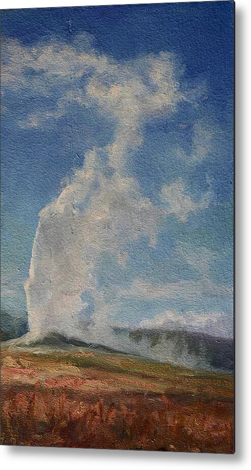 Old Faithful Metal Print featuring the painting Old Faithful Yellowstone by Laurie Snow Hein