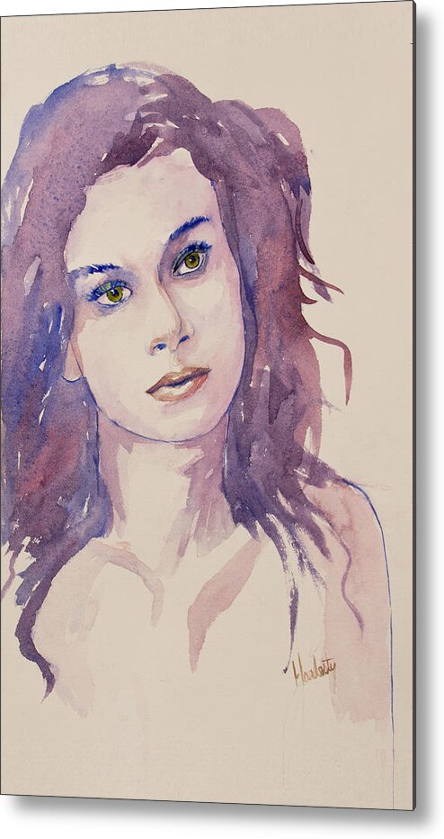  Metal Print featuring the painting Portrait of a young woman by David Hardesty