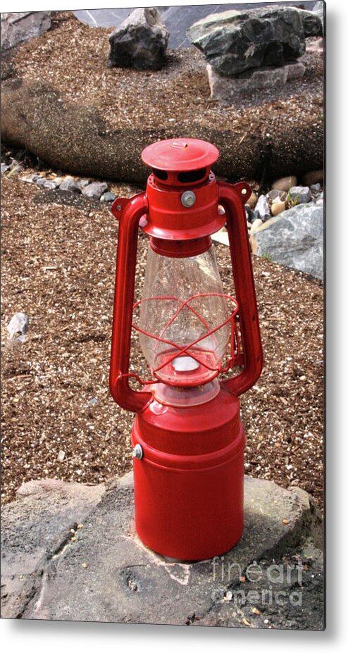 Lantern Metal Print featuring the photograph Red Lantern by Mary Mikawoz