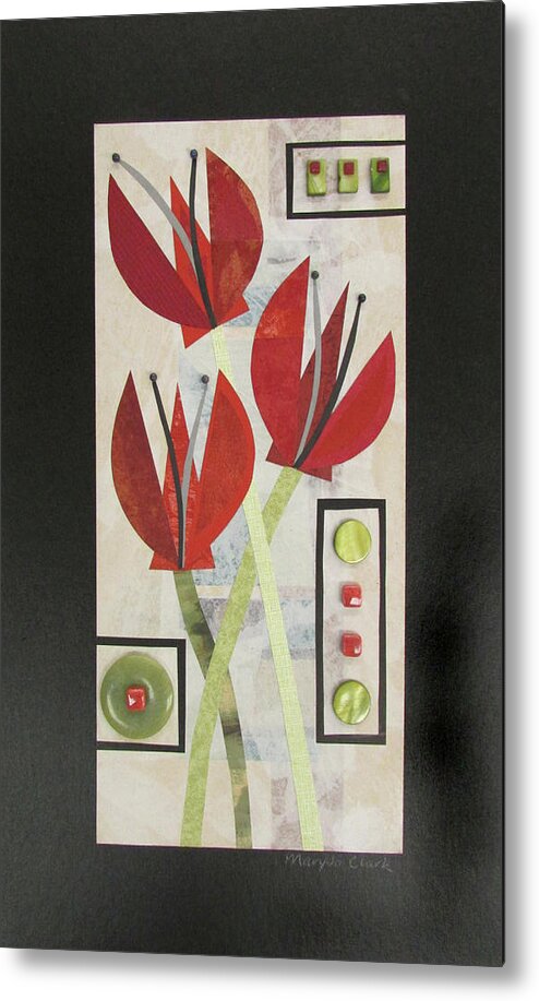 Mixed-media Metal Print featuring the mixed media Say it with Flowers by MaryJo Clark