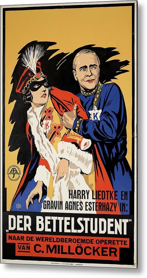 Synopsis Metal Print featuring the mixed media ''The Beggar Student'', 1927 - art by Joop Van Den Berg by Movie World Posters