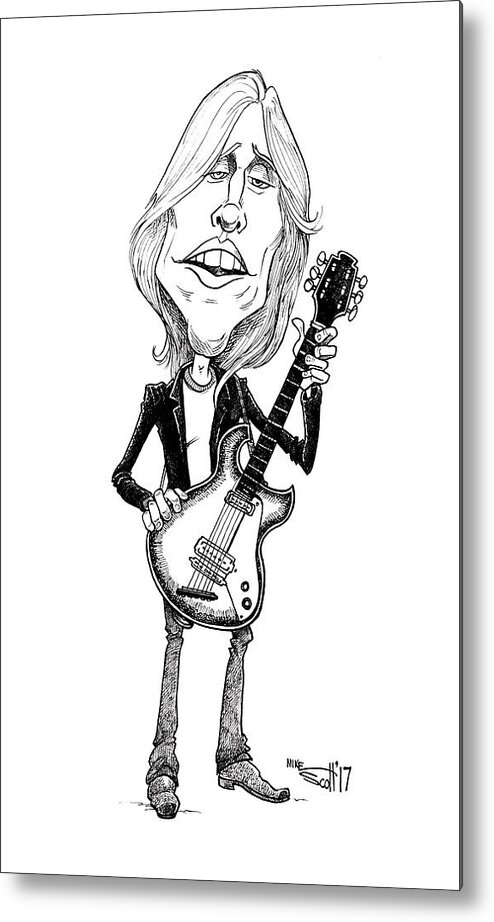 Mikescottdraws Metal Print featuring the drawing Tom Petty by Mike Scott