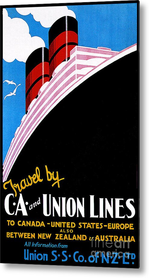 New Zealand Metal Print featuring the painting Union SS Co of New Zealand LTD Travel poster by Unknown