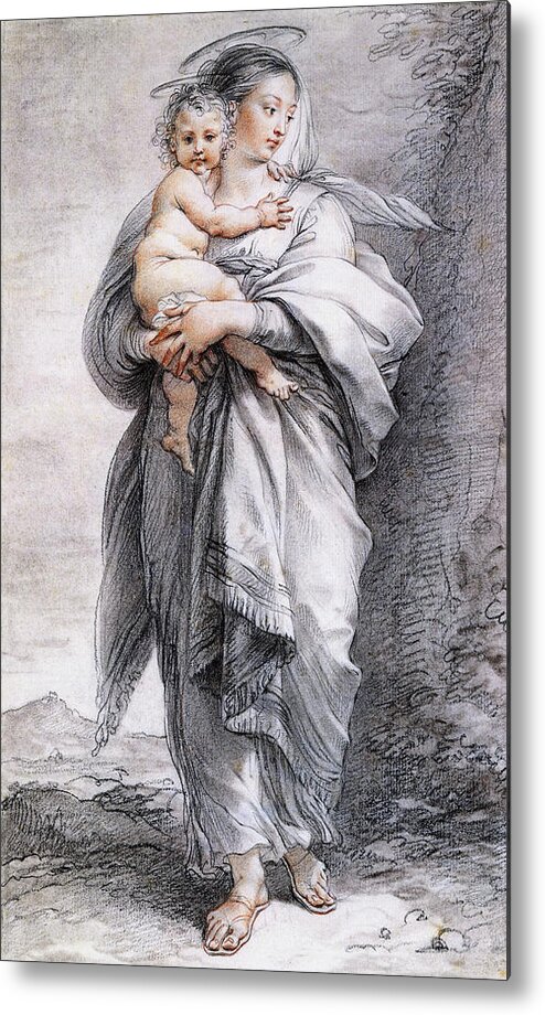 Virgin And Child Metal Print featuring the painting Virgin and Child - Digital Remastered Edition by Giuseppe Cades