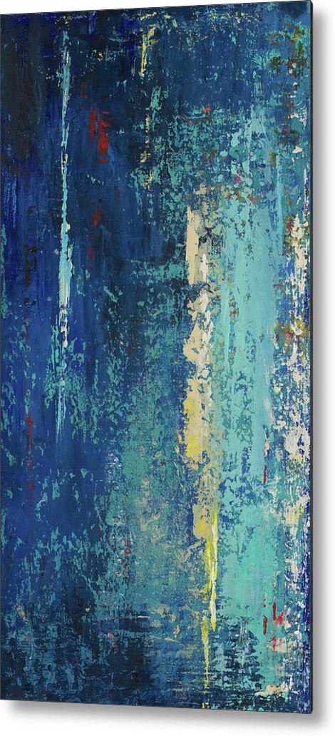 Blue Metal Print featuring the painting Deep Blue Abstract by Patricia Pinto