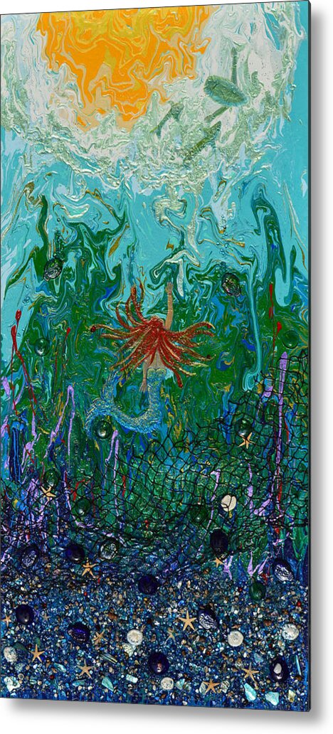 Mermaid Metal Print featuring the painting Deliverance by Donna Blackhall