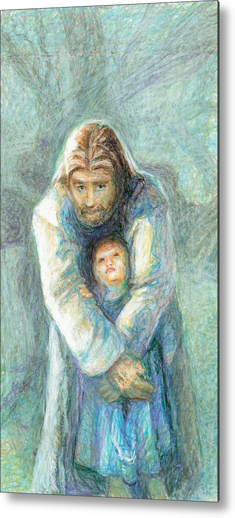 Jesus Metal Print featuring the painting Standing Christ With Child by Nancy Mauerman