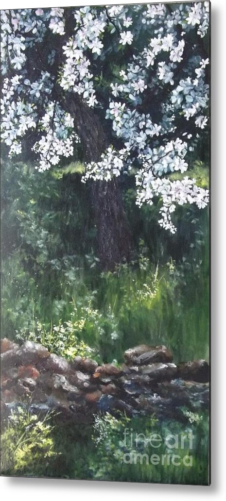 Spring Metal Print featuring the painting Under the shade of the Almond Blossom by Lizzy Forrester