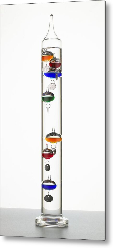 Galileo Thermometer Metal Print featuring the photograph Galileo Thermometer #3 by Mark Sykes