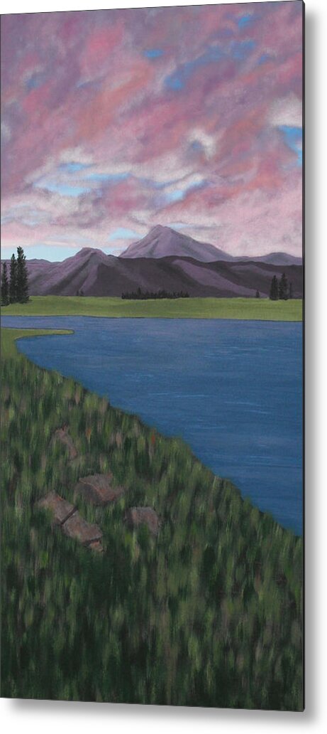Landscape Metal Print featuring the painting Purple Mountains #1 by Candace Shockley
