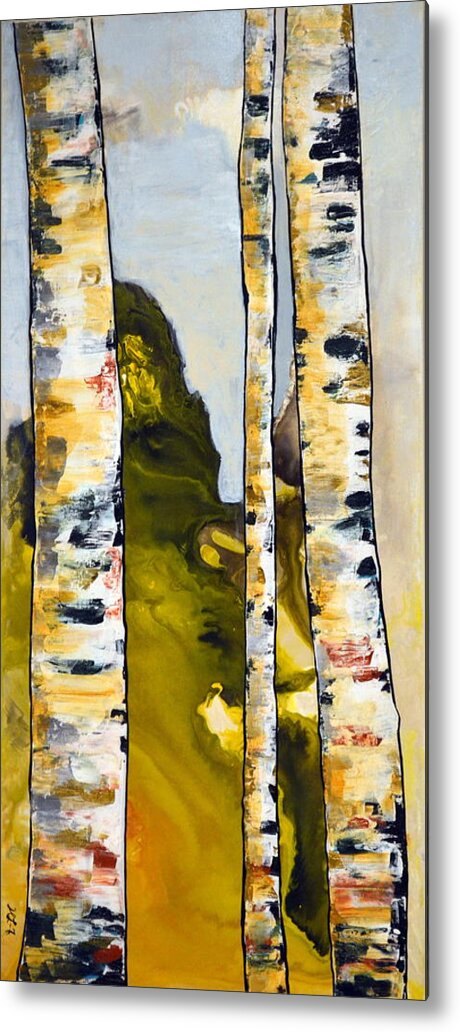 Abstract Metal Print featuring the painting Birch 1 by Heather Lovat-Fraser