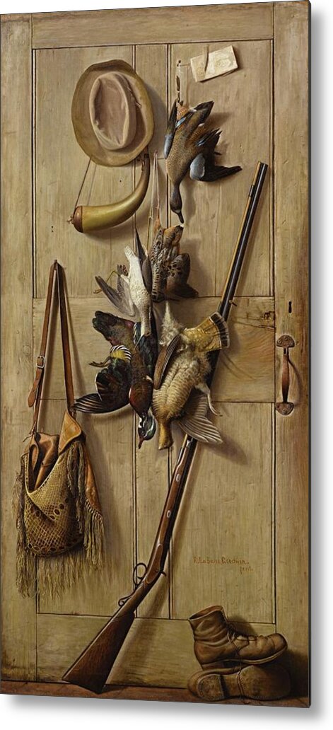 Richard La Barre Goodwin 1840 - 1910 Hunting Cabin Door Metal Print featuring the painting Hunting Cabin Door by Richard