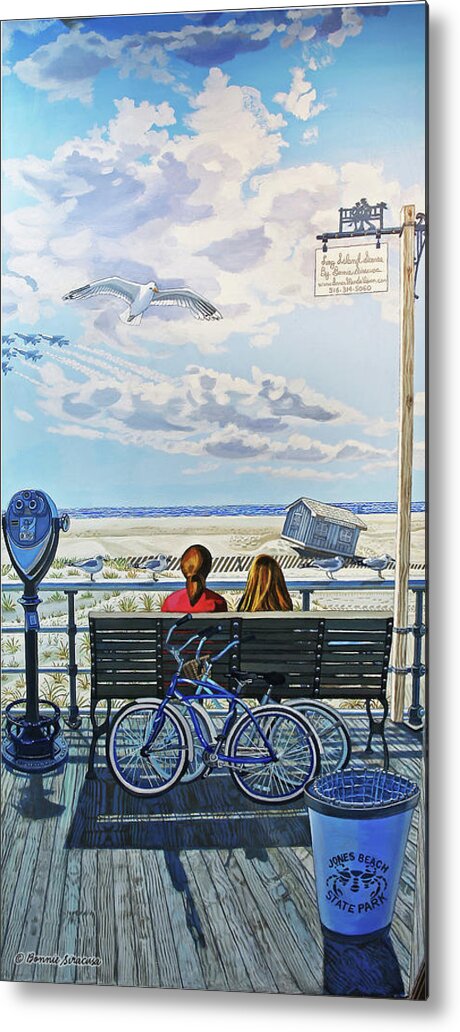 Jones Beach Boardwalk Metal Print featuring the painting Jones Beach Boardwalk Towel Version by Bonnie Siracusa