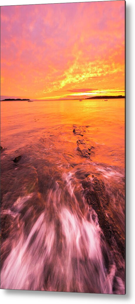 Maine Metal Print featuring the photograph Maine Rocky Coastal Sunset at Kettle Cove by Ranjay Mitra