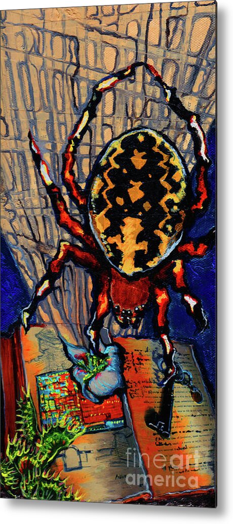 Spider Metal Print featuring the painting Marbled Orbweaver by Emily McLaughlin