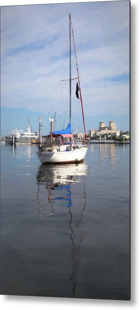 Boats Metal Print featuring the photograph Morning Float in Oil Painting by Debra and Dave Vanderlaan